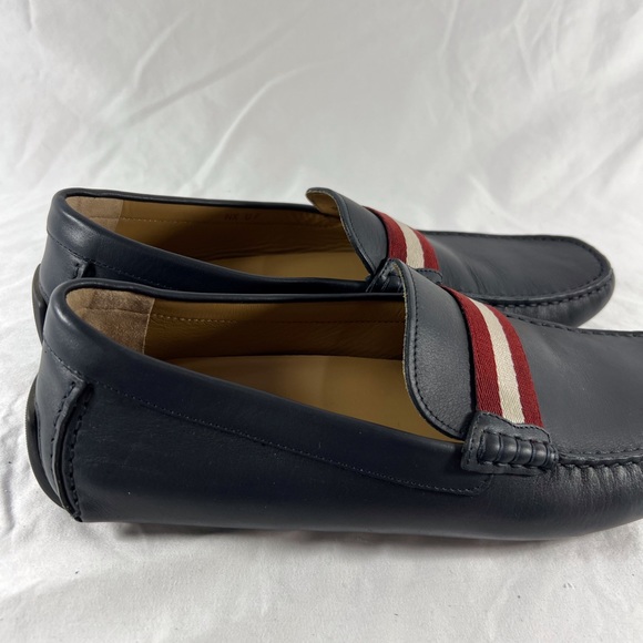 BALLY Navy Blue Leather Waltec Loafers Made in Italy Marked as 11.5US - Picture 5 of 13